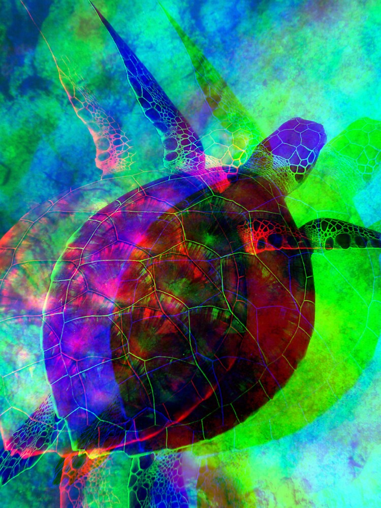 Thumbnail 3 of 3, Sticker, Abstract Sea Turtle designed and sold by April Dowling.