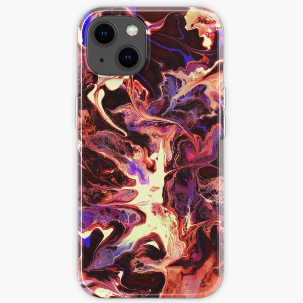 Fiery Red and Blue Pour Art iPhone Soft Case
