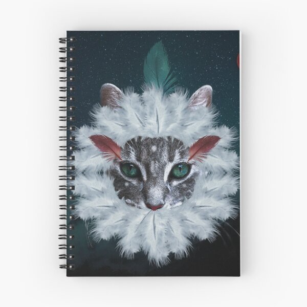 Item preview, Kitten with feathers and moon Digital collage designed and sold by Susanne Margarete Lutz.