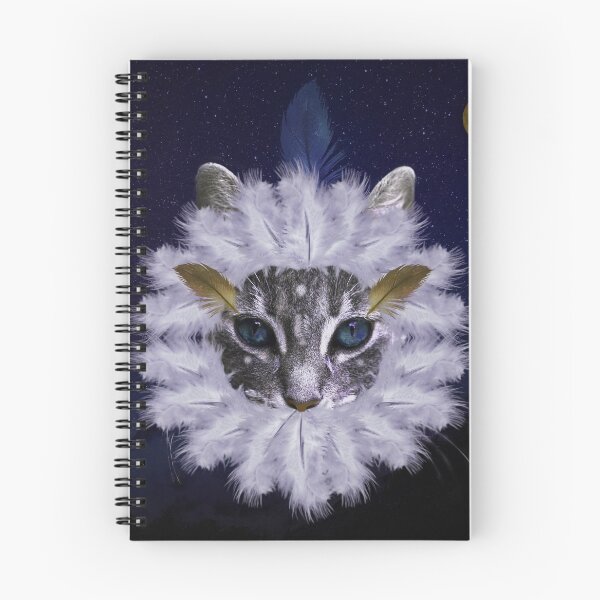 Item preview, Kitten with feathers and moon Digital collage designed and sold by Susanne Margarete Lutz.