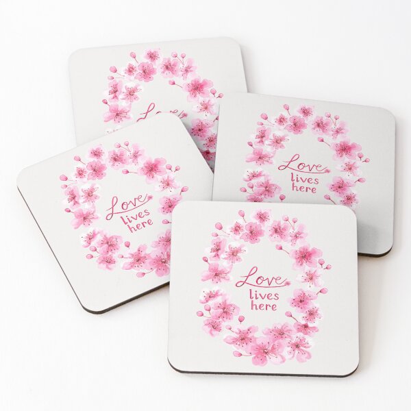 Item preview, Love Lives Here Cherry Blossoms on Neutral Background designed and sold by Susan Korsnick.