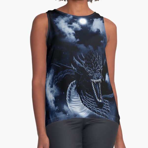 Cyan Blue Moon Clouded Fire Dragon Sleeveless Top for Sale by Kim Andrews