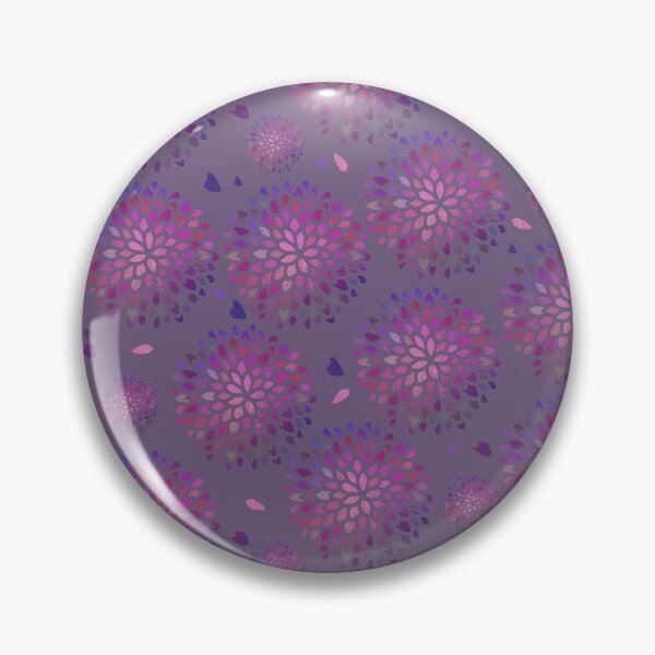 Item preview, Botanical Art | Dahlia Purple Foil Half Drop Pattern Lilac BG designed and sold by Old Urban Farmhouse Design Studio.