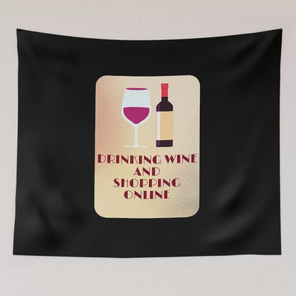 Item preview, Drinking wine and shopping online designed and sold by priyankajustine.