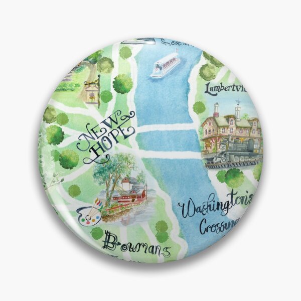 Item preview, Bucks County Pennsylvania Watercolor Illustrated Map designed and sold by tinaschofield.