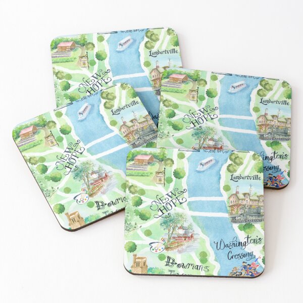 Item preview, Bucks County Pennsylvania Watercolor Illustrated Map designed and sold by tinaschofield.