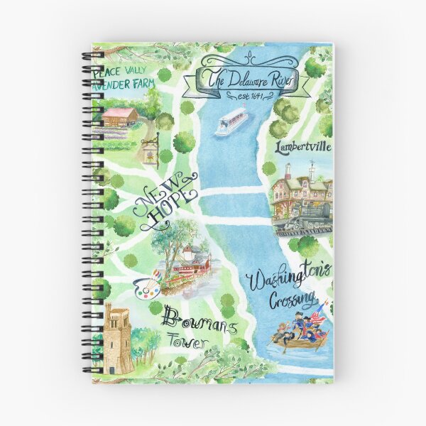 Item preview, Bucks County Pennsylvania Watercolor Illustrated Map designed and sold by tinaschofield.