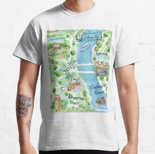 Bucks County Pennsylvania Watercolor Illustrated Map Classic T-Shirt