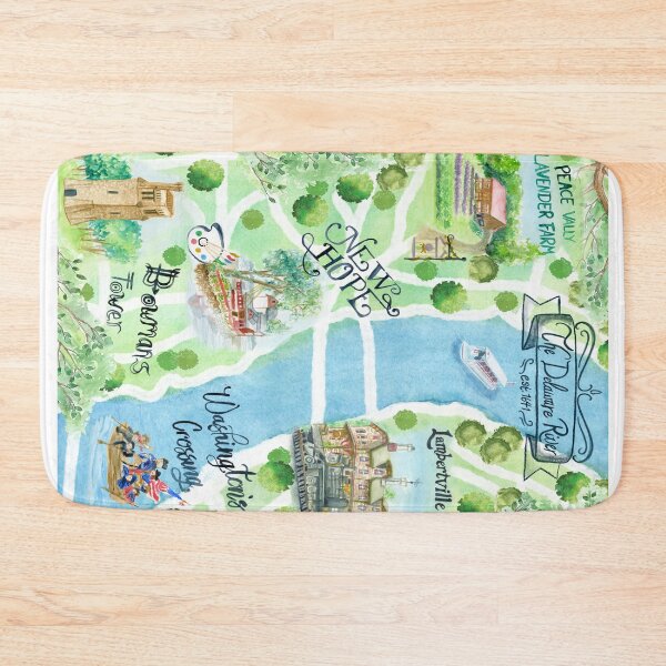 Item preview, Bucks County Pennsylvania Watercolor Illustrated Map designed and sold by tinaschofield.