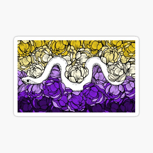 Floral Snake Nonbinary Pride Flag Sticker