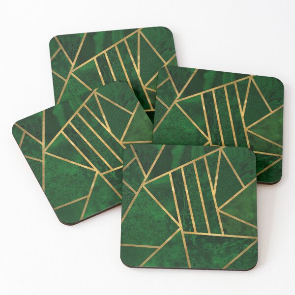 Item preview, Abstract Forest Green and Gold Geo designed and sold by AmbienceArt.