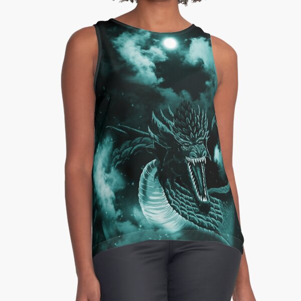 Cyan Blue Moon Clouded Fire Dragon Sleeveless Top for Sale by Kim
