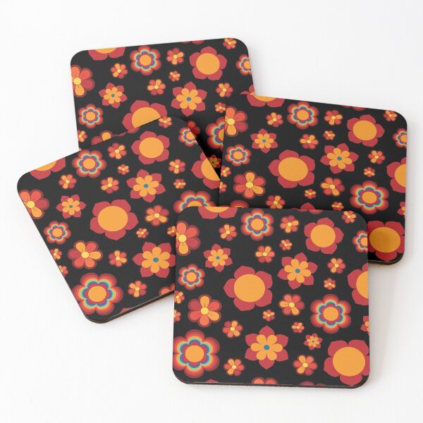 Item preview, Black Multicolor Flower Power Seamless Repeat Pattern designed and sold by ClaudiaFlores.