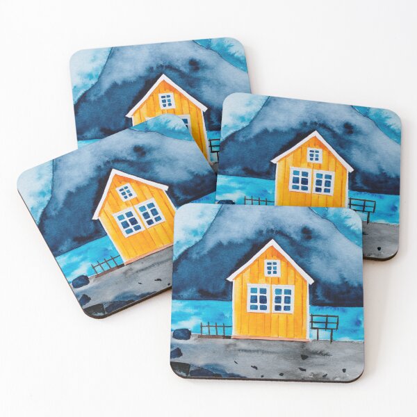Item preview, Norway Lofoten Yellow House Watercolour  designed and sold by Scandi Shop .