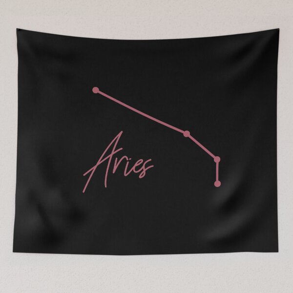 Item preview, Aries Zodiac Sign in Pink on Black designed and sold by tinyteacups.