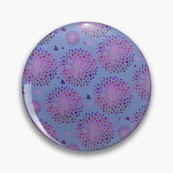 Item preview, Botanical Art | Dahlia Purple Foil Half Drop Pattern Periwinkle Blue BG designed and sold by Old Urban Farmhouse Design Studio.
