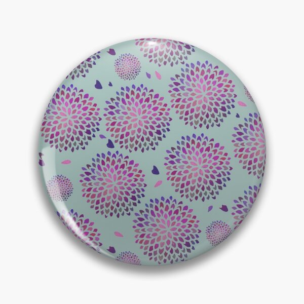 Item preview, Botanical Art | Dahlia Purple Foil Half Drop Pattern Sage Green BG designed and sold by Old Urban Farmhouse Design Studio.