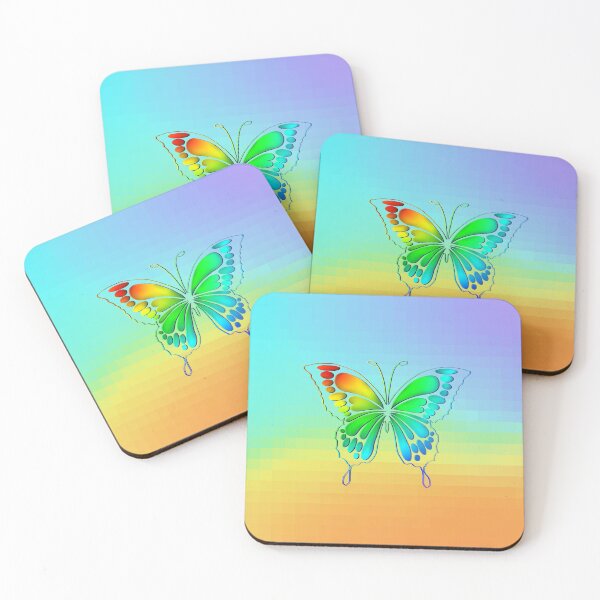Item preview, Rainbow Butterfly with Pixelated Background designed and sold by PassRestProd.