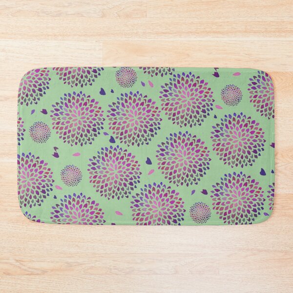 Item preview, Botanical Art | Dahlia Purple Foil Half Drop Pattern Soft Green BG designed and sold by Old Urban Farmhouse Design Studio.