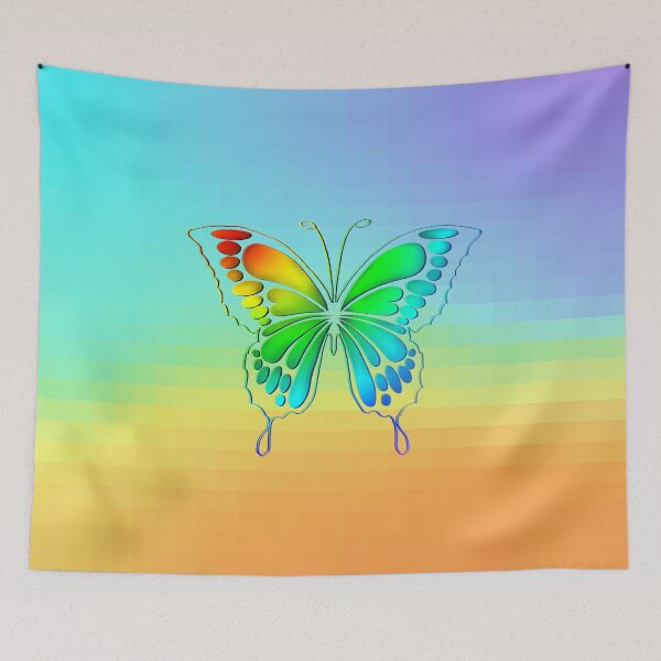 Item preview, Rainbow Butterfly with Pixelated Background designed and sold by PassRestProd.