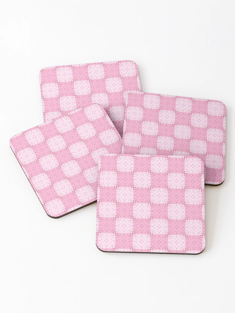 Thumbnail 1 of 5, Coasters (Set of 4), Summer Pink Geometric Quilt Design Pattern designed and sold by PatternPerfect.