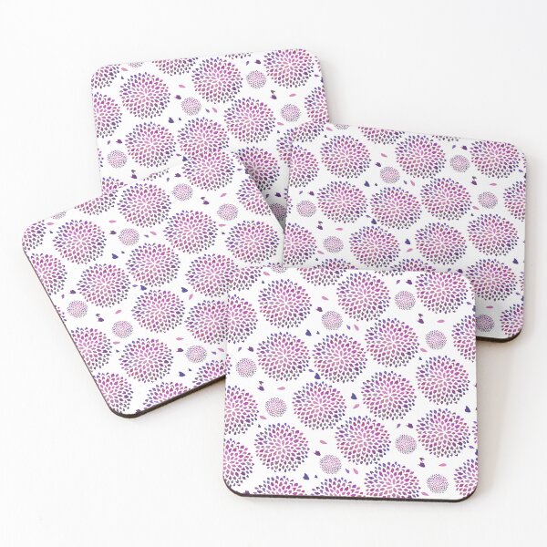 Item preview, Botanical Art | Dahlia Purple Foil Half Drop Pattern TP/White BG designed and sold by Old Urban Farmhouse Design Studio.