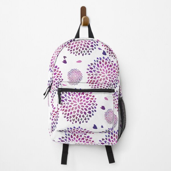 Item preview, Botanical Art | Dahlia Purple Foil Half Drop Pattern TP/White BG designed and sold by Old Urban Farmhouse Design Studio.