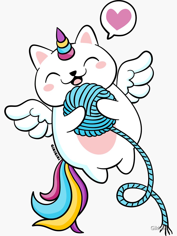 "Flying Rainbow Unicorn Cat" Sticker for Sale by GikiGiri Redbubble