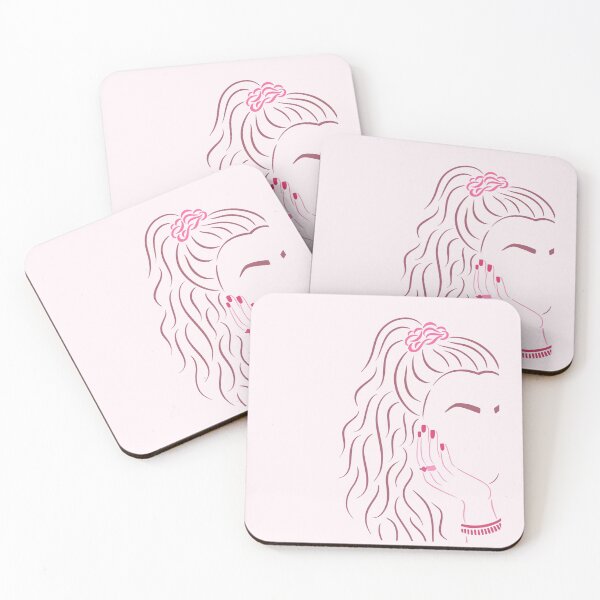 Item preview, Scrunchy 90s Girl Line Art Drawing // Pink Monochromatic Colors designed and sold by AEJdesign.