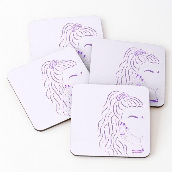 Item preview, Scrunchy 90s Girl Line Art Drawing // Purple Monochromatic Colors designed and sold by AEJdesign.