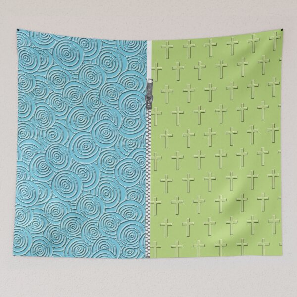 Item preview, Christian Cross Blue Green Pattern designed and sold by NoBonesLife.