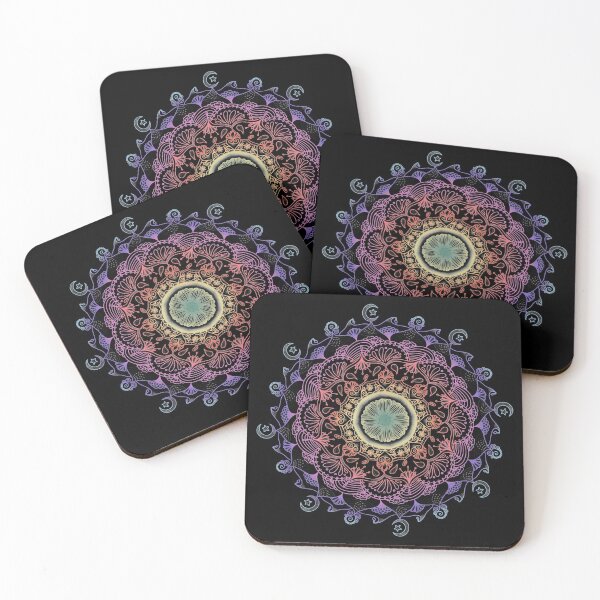 Item preview, Moon and stars bohemian style rainbow mandala designed and sold by inkyclovers.