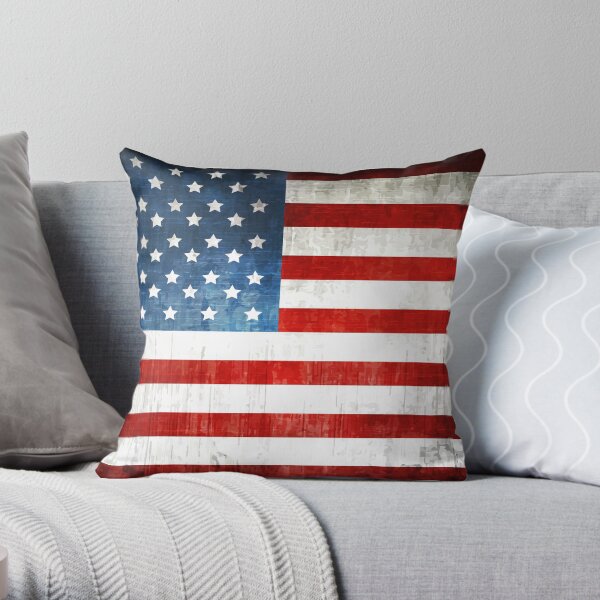 Grunge American flag Throw Pillow
