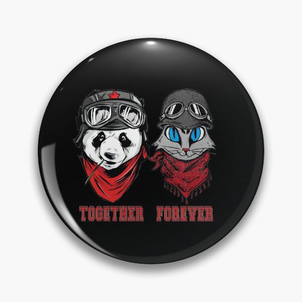 Item preview, Panda and cat couple in hats and goggles with the words together forever designed and sold by ajtechdesigns.