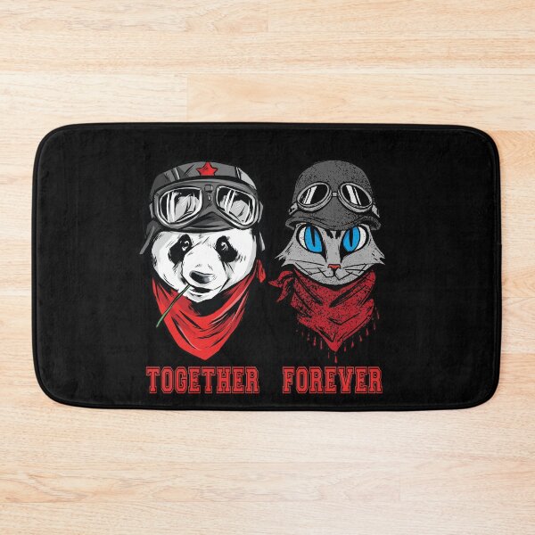 Item preview, Panda and cat couple in hats and goggles with the words together forever designed and sold by ajtechdesigns.