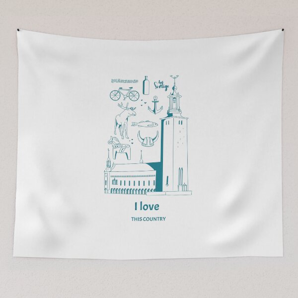 Item preview, I love this country illustrated patriotic design Sweden designed and sold by Evartdesign.