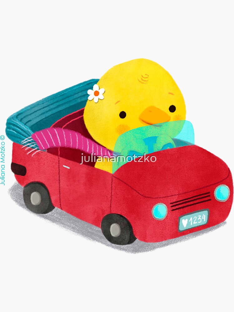 Miss Duck driving a car by julianamotzko