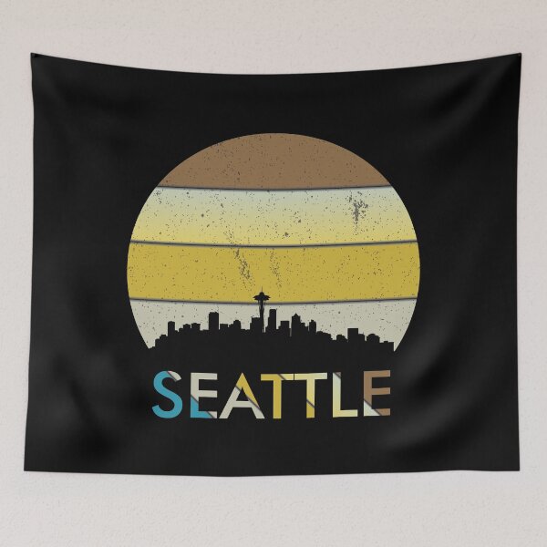 Item preview, SEATTLE  vintage design, silhouette design, sunset design, SEATTLE  skyline designed and sold by greatatlas.
