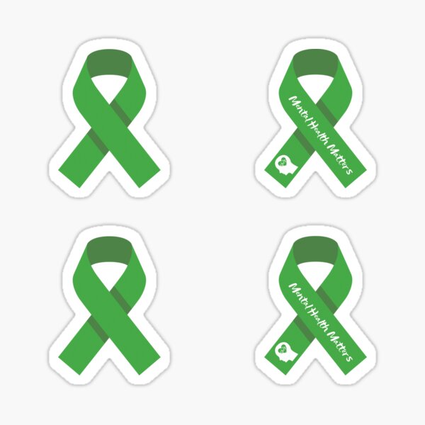 Green Mental Health Awareness Ribbon - Mental Health Awareness - Sticker