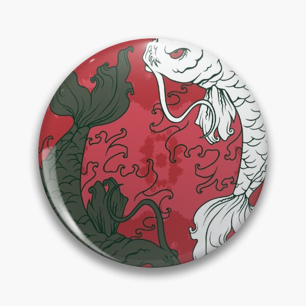 Item preview, Koi Fish Yin Yang Duality - Black White Coy Fish, Japanese Style Red Rising Sun designed and sold by CoitoCG.