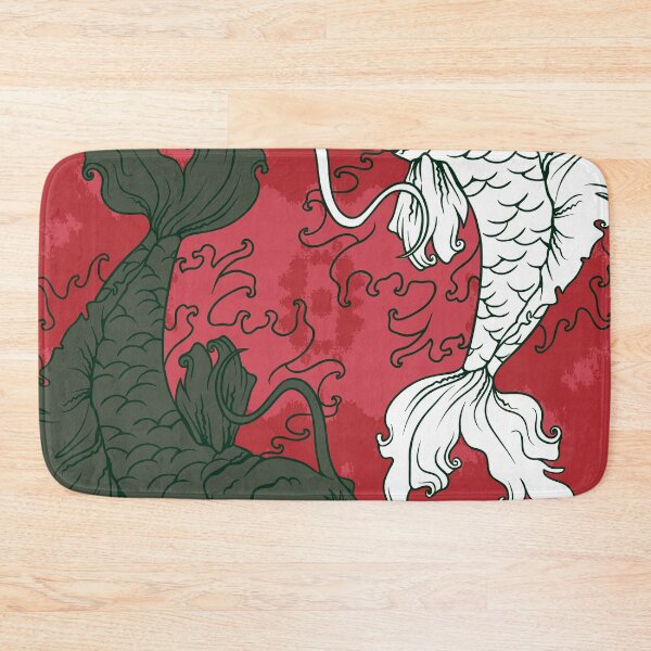 Item preview, Koi Fish Yin Yang Duality - Black White Coy Fish, Japanese Style Red Rising Sun designed and sold by CoitoCG.