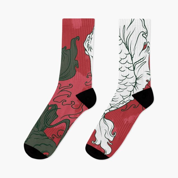 Item preview, Koi Fish Yin Yang Duality - Black White Coy Fish, Japanese Style Red Rising Sun designed and sold by CoitoCG.