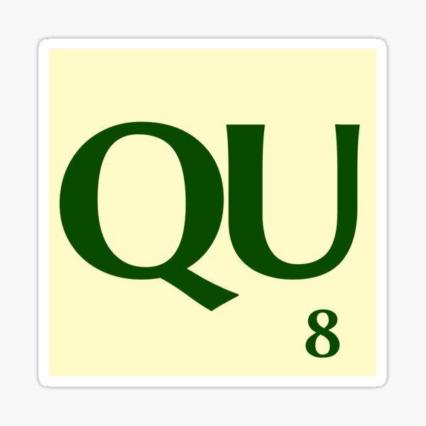 Ficha de Scrabble QU de 8 puntos Pegatina