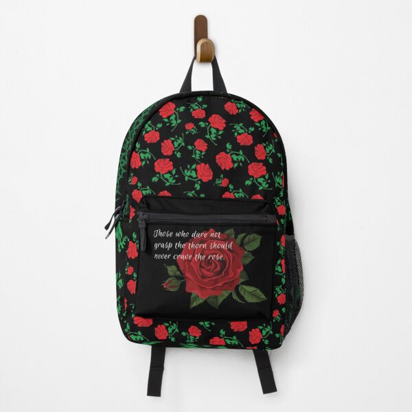 Item preview, Rose Thorn Pattern and Quote Backpack designed and sold by ForbiddenFlavor.