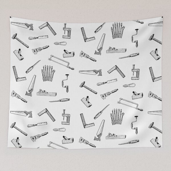 Item preview, Woodworking Tools Pattern - Carpenter Illustration  designed and sold by WildBerryArt.