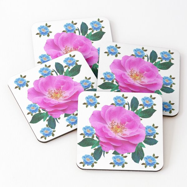 Item preview, PINK GARDEN ROSE & BLUE ROSES ABSTRACT PATTERNS  ART designed and sold by sharlesart.