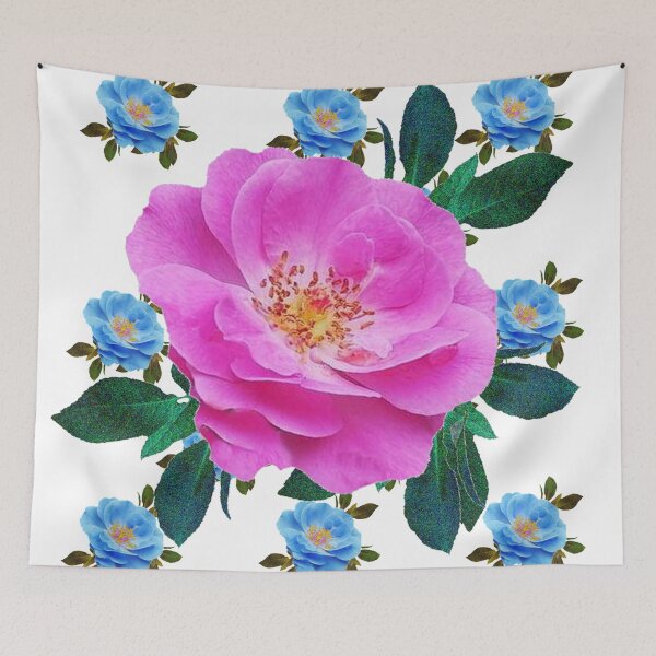 Item preview, PINK GARDEN ROSE & BLUE ROSES ABSTRACT PATTERNS  ART designed and sold by sharlesart.