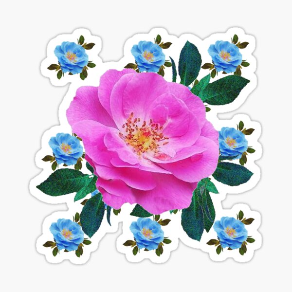 Item preview, PINK GARDEN ROSE & BLUE ROSES ABSTRACT PATTERNS  ART designed and sold by sharlesart.