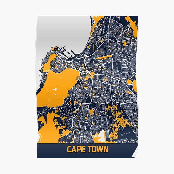 Fresh City Map Of Cape Town South Africa Poster For Sale By Kuotee   Poster,504x498,f8f8f8 Pad,600x600,f8f8f8 