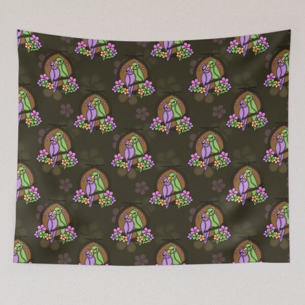 Item preview, Purple and Green Tiki Love Birds Pattern designed and sold by drxgonfly.